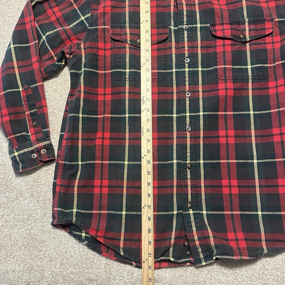 Eddie Bauer Legends Shirt Men's L  Plaid Flannel Button Up Red Heavy Pockets VTG - Picture 5 of 7